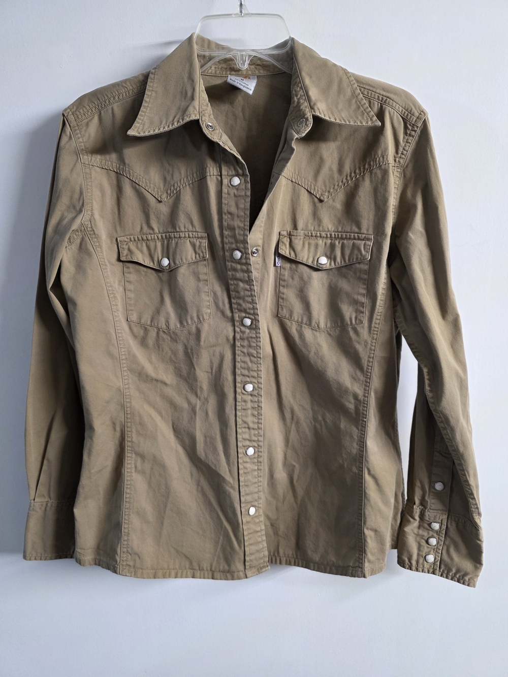 Carhartt Women's Western Snap Button Shirt Tan 100% Cotton Size M